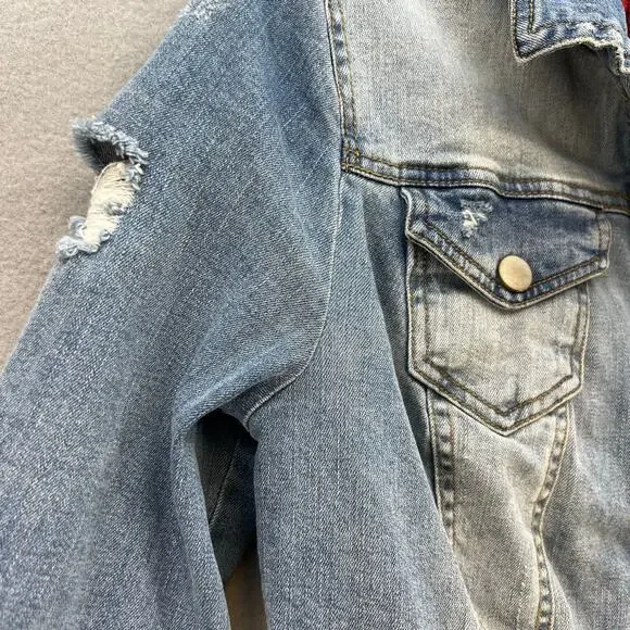 BKE Denim Jean Jacket Women's S Blue and Red Plaid Fully Reversable Preppy - Picture 8 of 14